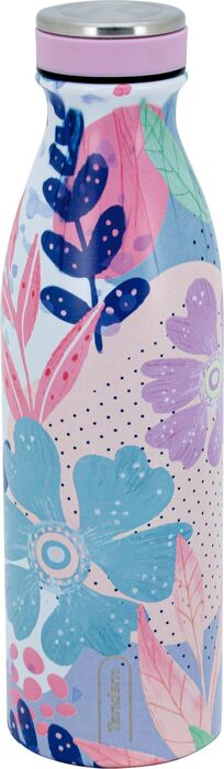 Botella de agua térmica con diseño floral de mariposas voladoras rosadas –  termo de acero inoxidable aislado (niñas/niños)