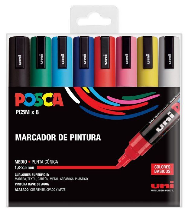 Rotuladores POSCA punta fina o medium- 8 colores