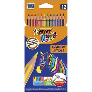 LAPICES COLORES BIC KIDS 12 UNIDADES EVOLUTION STRIPES