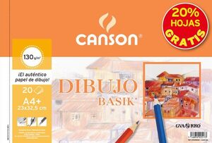 BLOC DIBUJO ESPIRAL BASIK A4+ 20H 130G. LISO CANSON