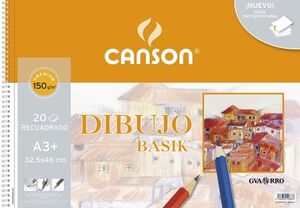 BLOC DIBUJO PAPEL BASIK A3+ 150GR 20H CON RECUADRO CANSON