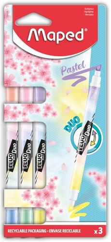 MARCADOR MAPED FLUO PASTEL DUO 3 COLORES SURTIDOS