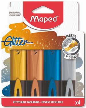 MARCADOR MAPED GLITTER METAL BLISTER 4 UNIDADES