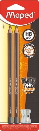 LAPIZ TRIANGULAR MAPED BLACK PEPS GRAFITO JUMBO HB BLISTER 2 UNIDADES