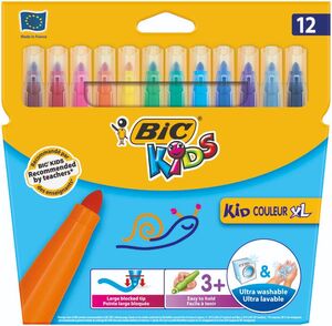 ROTULADOR BIC KIDS XL 12 COLORES SURTIDOS GRUESO