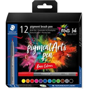ROTULADORES STAEDTLER PIGMENTARTS PEN MULTI INK 12 BASIC COLORES (PUNTA PINCEL)
