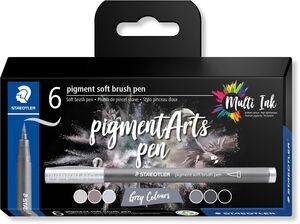 ROTULADORES STAEDTLER PIGMENTARTS PEN MULTI INK 6 GRIS COLORES (PUNTA PINCEL)