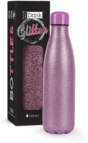 BOTELLA TERMICA 500ML GLITTER MORADO IDRINK