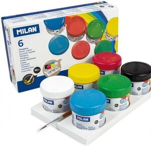 ESTUCHE 6 BOTES TEMPERA MILAN 40ML COLORES SURTIDOS