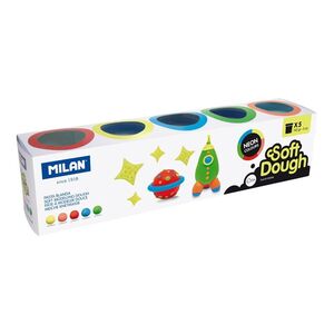 CAJA 5 FRASCOS PASTA MODELAR NEON SOFT DOUGH MILAN