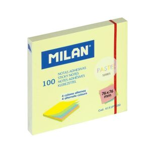 NOTAS ADHESIVAS MILAN 76X76MM 100H PASTEL COLORES ALTERNOS