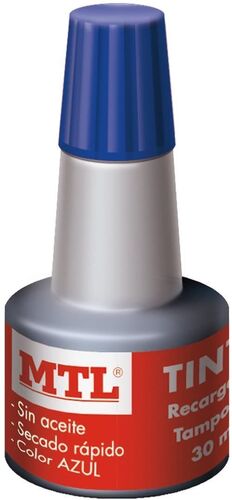 BOTELLA DE TINTA 30ML AZUL RECARGA TAMPON MTL