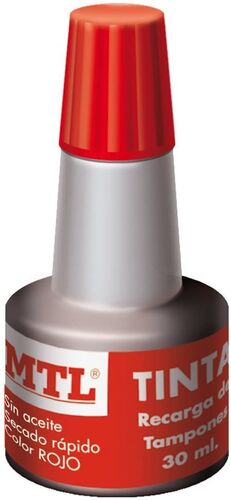 BOTELLA DE TINTA 30ML ROJO RECARGA TAMPON MTL