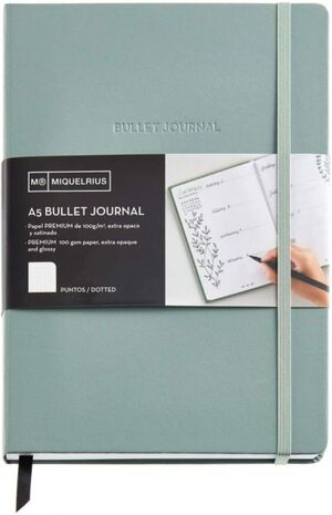 CUADERNO BULLET JOURNAL VERDE A5 96H 100G PUNTOS MIQUELRIUS