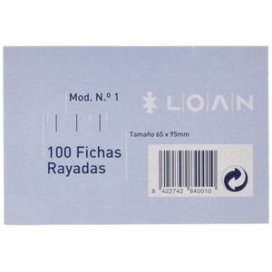 PAQ/100 FICHAS RAYADAS Nº1 6,5X9,5CM LOAN