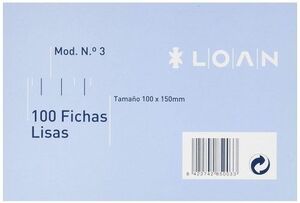 FICHAS LISAS Nº3 10X15CM LOAN (PAQUETE DE 100)