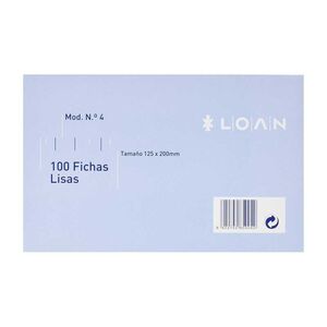 FICHAS LISAS Nº4 12,5X20CM LOAN (PAQUETE DE 100)