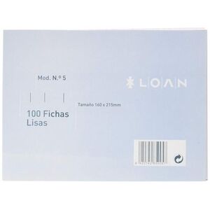 FICHAS LISAS Nº5 16X21,5CM LOAN  (PAQUETE DE 100)