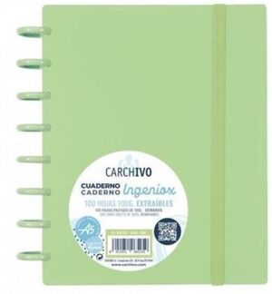 CUADERNO INGENIOX A5 100H CUADRICULA VERDE PASTEL