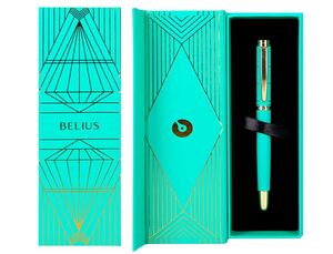 BOLIGRAFO BELIUS SOIREE ALUMINIO COLOR ART DECO TURQUESA