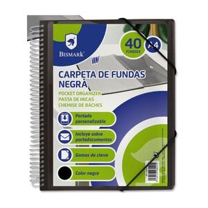 CARPETA 40 FUNDAS A4 ESPIRAL PERSONALIZABLE BISMARK NEGRA