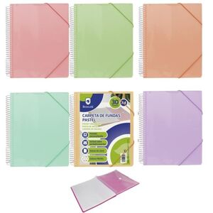 CARPETA 40 FUNDAS A4 ESPIRAL PERSONALIZABLE BISMARK PASTEL  SURTIDO