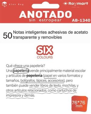 PAQUETE 50 NOTAS ADHESIVAS TRANSPARENTES