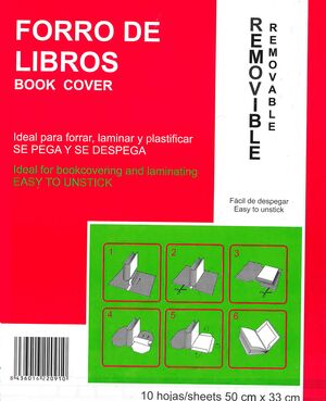 FORRO LIBROS ADHSIVO 50X33 LAMINA 10 UNIDADES