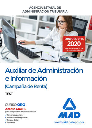 TEST AUXILIAR DE ADMINISTRACION E INFORMACION ( CAMPAÑA DE RENTA ) AGENCIA ESTAT