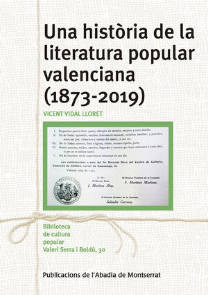 UNA HISTORIA DE LA LITERATURA POPULAR VALENCIANA (1873--2019)
